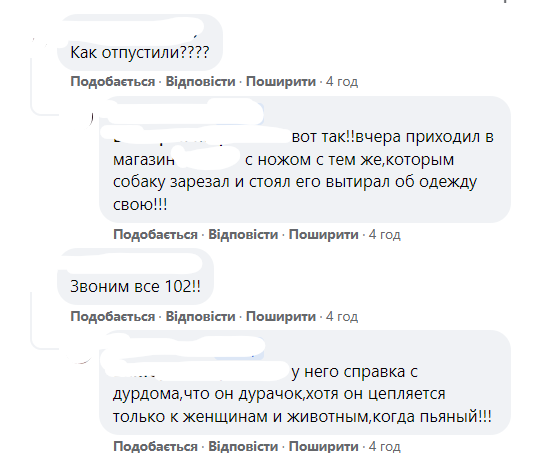 Чоловік, який вбив собаку та погрожував перехожим, далі гуляє містом з ножем