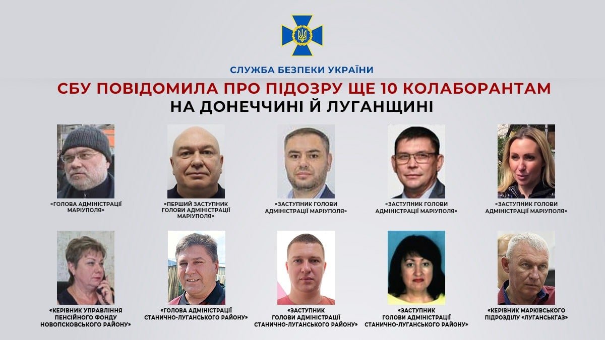 СБУ повідомила про підозру ще 10 колаборантам на Донеччині й Луганщині 